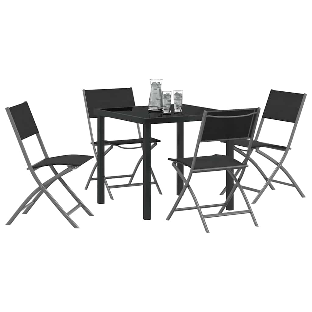 Garten Essgruppe 5 pcs Schwarz Pulverbeschichteter Stahl