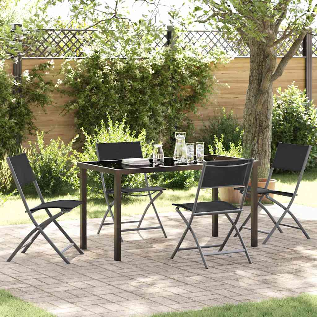 Garten Essgruppe 5 pcs Schwarz Pulverbeschichteter Stahl