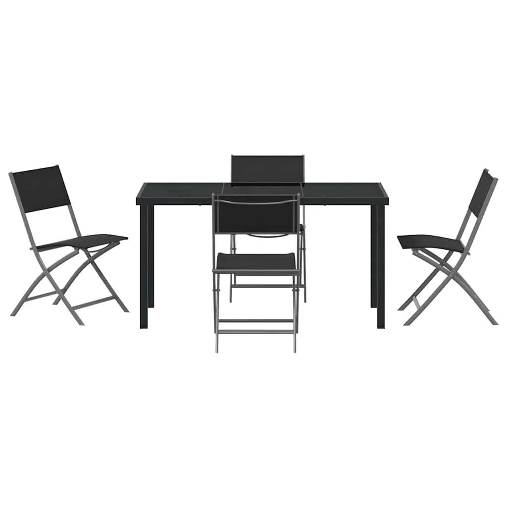 Garten Essgruppe 5 pcs Schwarz Pulverbeschichteter Stahl