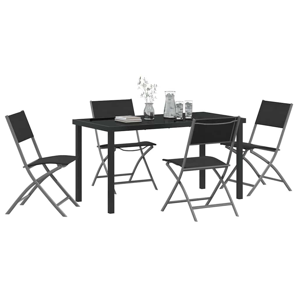 Garten Essgruppe 5 pcs Schwarz Pulverbeschichteter Stahl