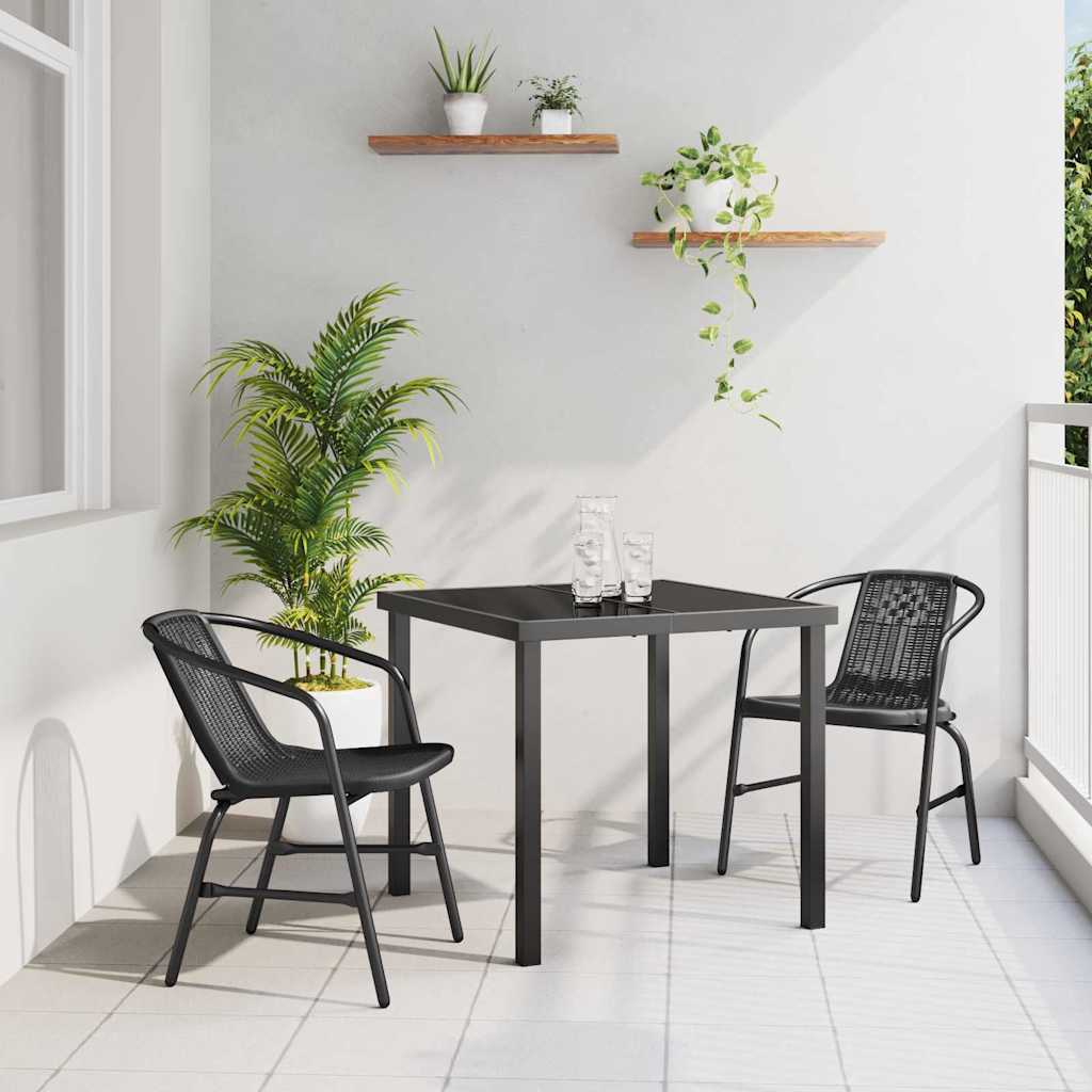 Garten Essgruppe 3 pcs Schwarz Pulverbeschichteter Stahl
