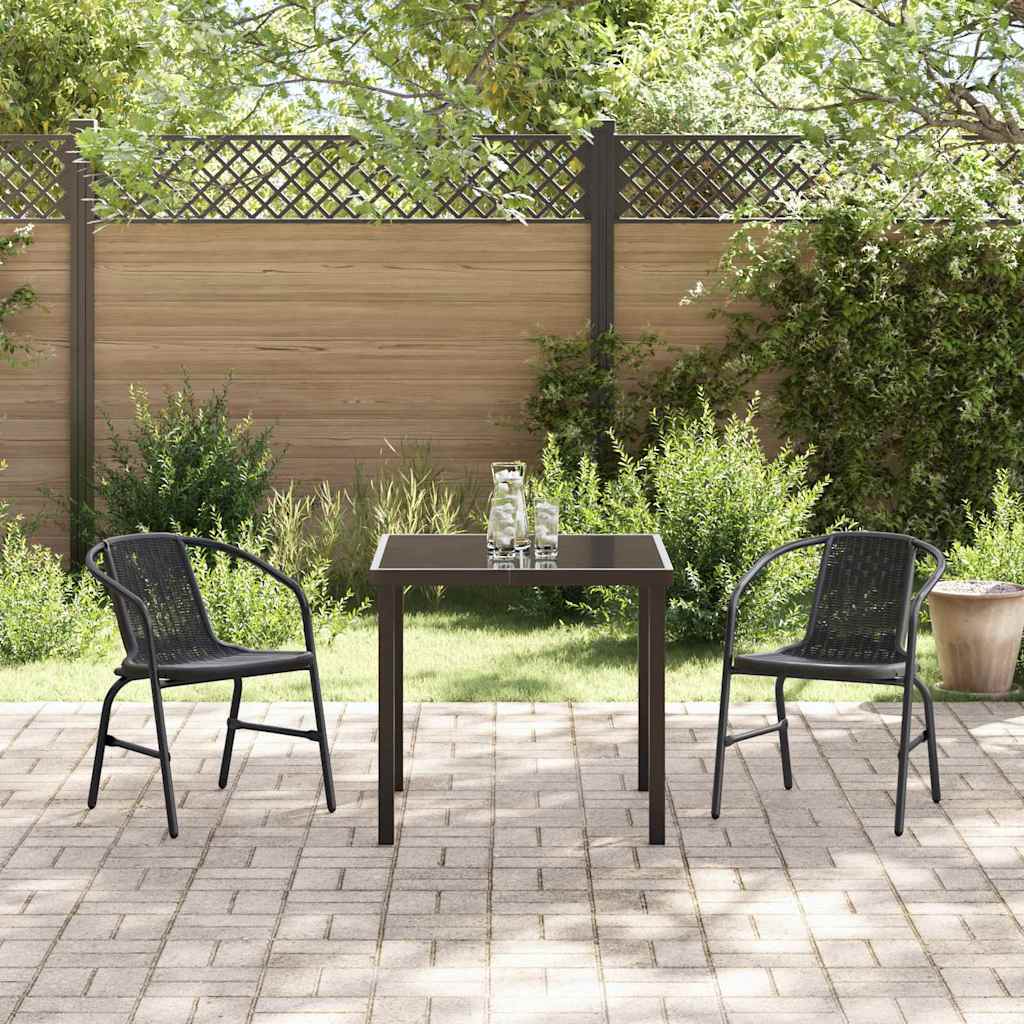 Garten Essgruppe 3 pcs Schwarz Pulverbeschichteter Stahl