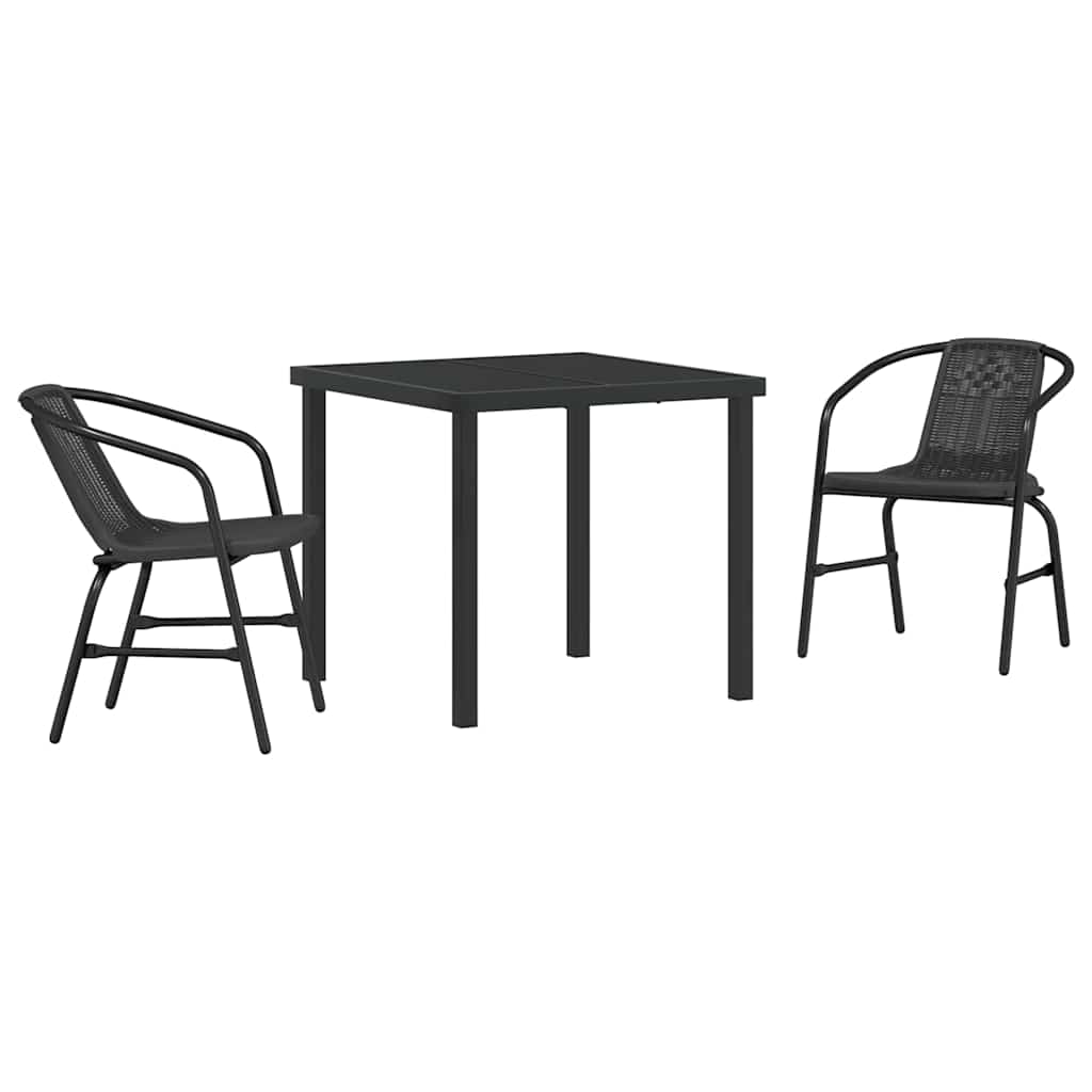 Garten Essgruppe 3 pcs Schwarz Pulverbeschichteter Stahl