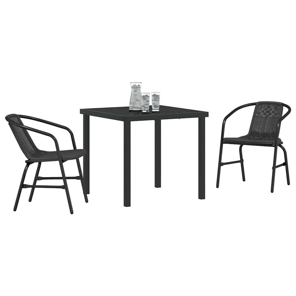 Garten Essgruppe 3 pcs Schwarz Pulverbeschichteter Stahl