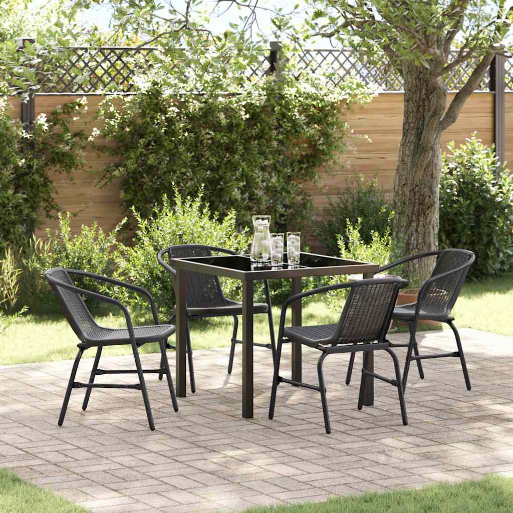 Garten Essgruppe 5 pcs Schwarz Pulverbeschichteter Stahl