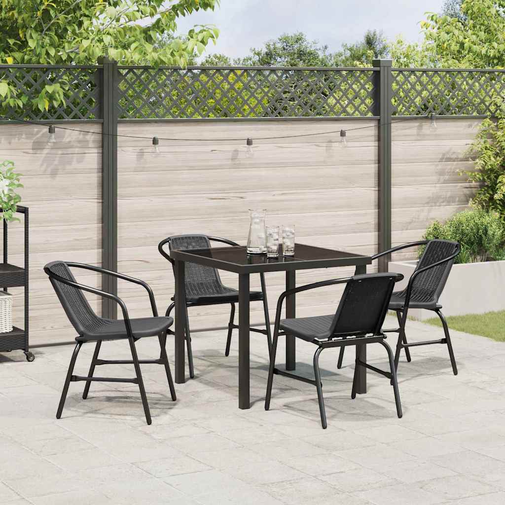 Garten Essgruppe 5 pcs Schwarz Pulverbeschichteter Stahl