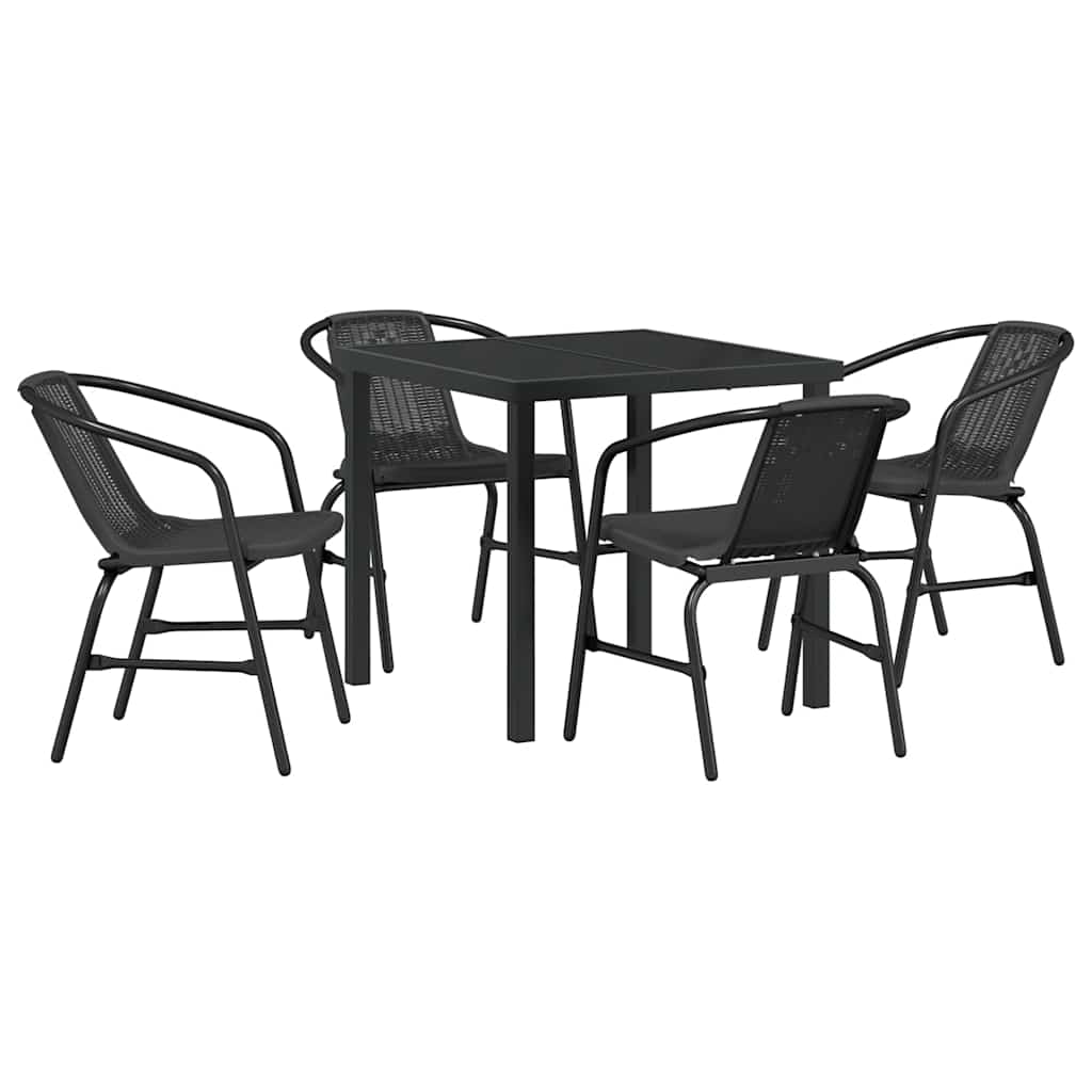 Garten Essgruppe 5 pcs Schwarz Pulverbeschichteter Stahl