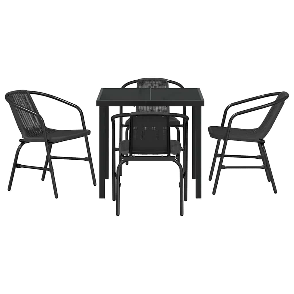 Garten Essgruppe 5 pcs Schwarz Pulverbeschichteter Stahl