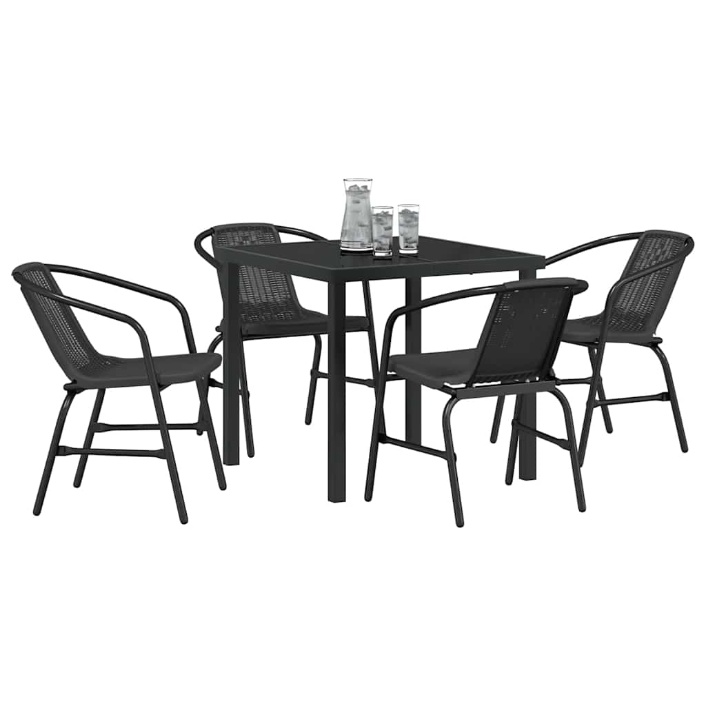 Garten Essgruppe 5 pcs Schwarz Pulverbeschichteter Stahl