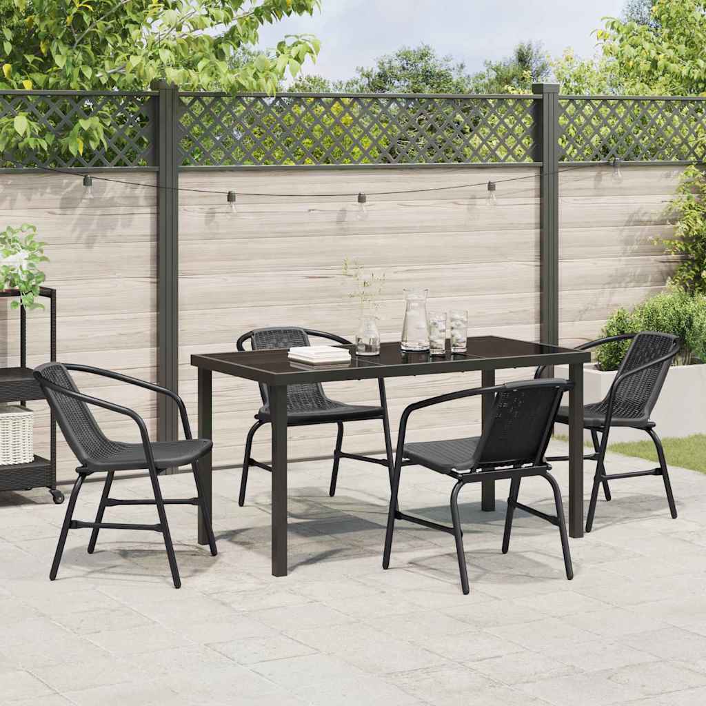 Garten Essgruppe 5 pcs Schwarz Pulverbeschichteter Stahl