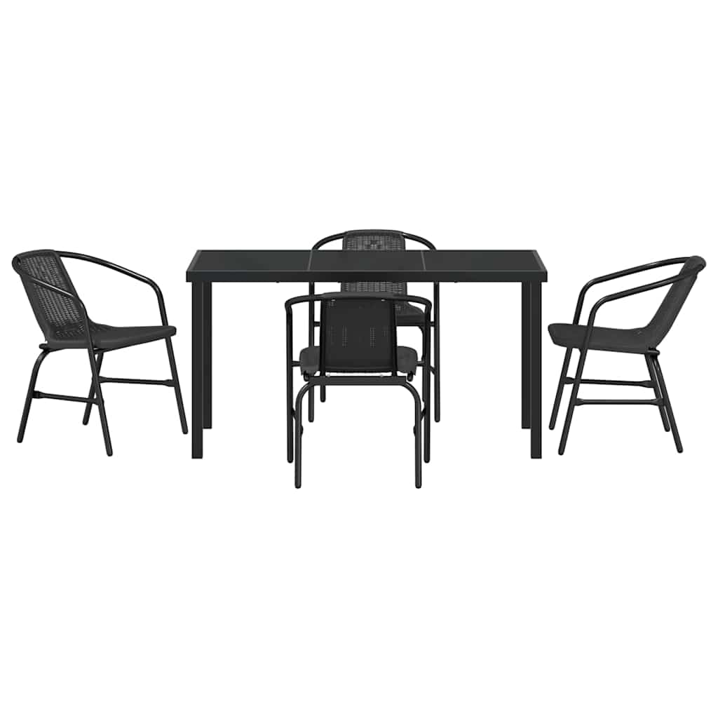 Garten Essgruppe 5 pcs Schwarz Pulverbeschichteter Stahl