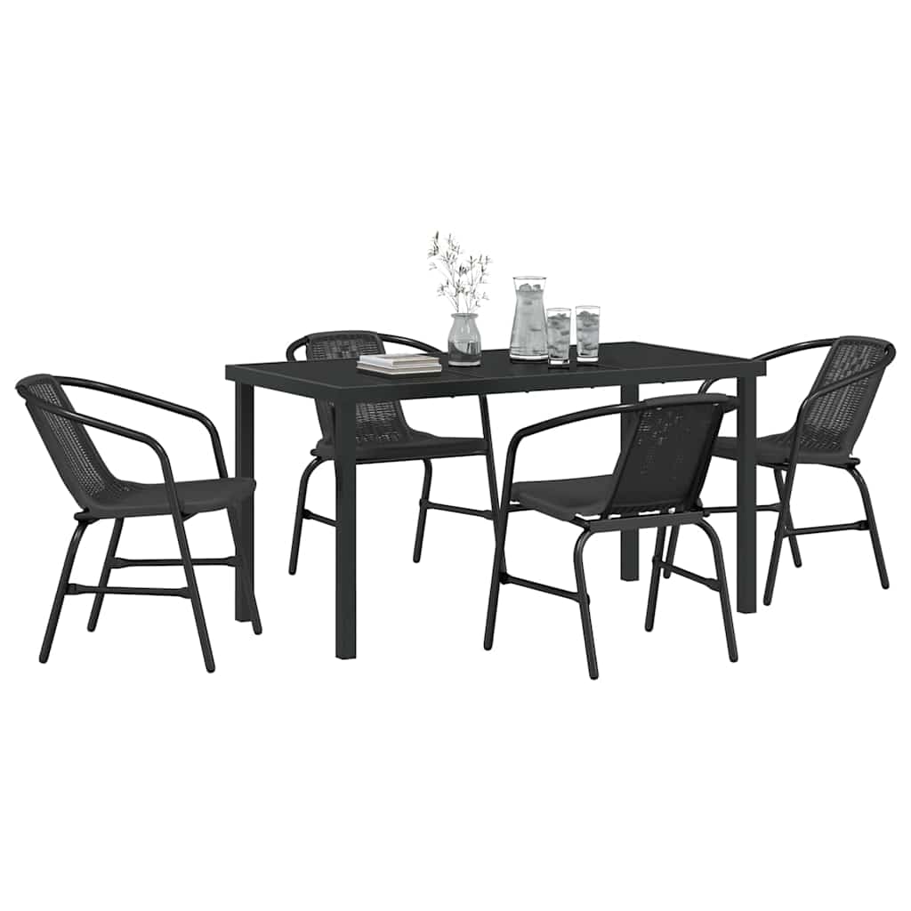 Garten Essgruppe 5 pcs Schwarz Pulverbeschichteter Stahl