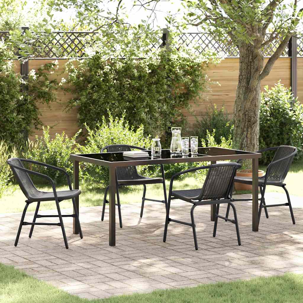 Garten Essgruppe 5 pcs Schwarz Pulverbeschichteter Stahl