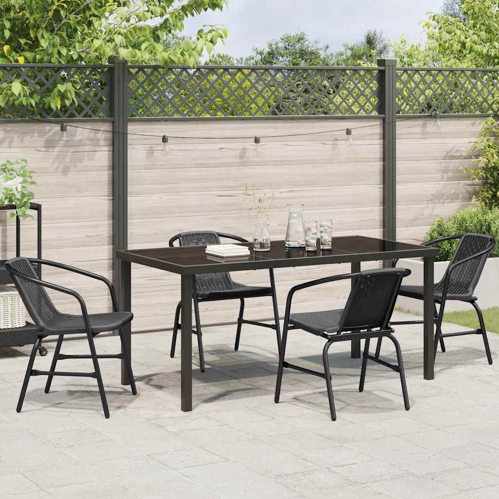 Garten Essgruppe 5 pcs Schwarz Pulverbeschichteter Stahl