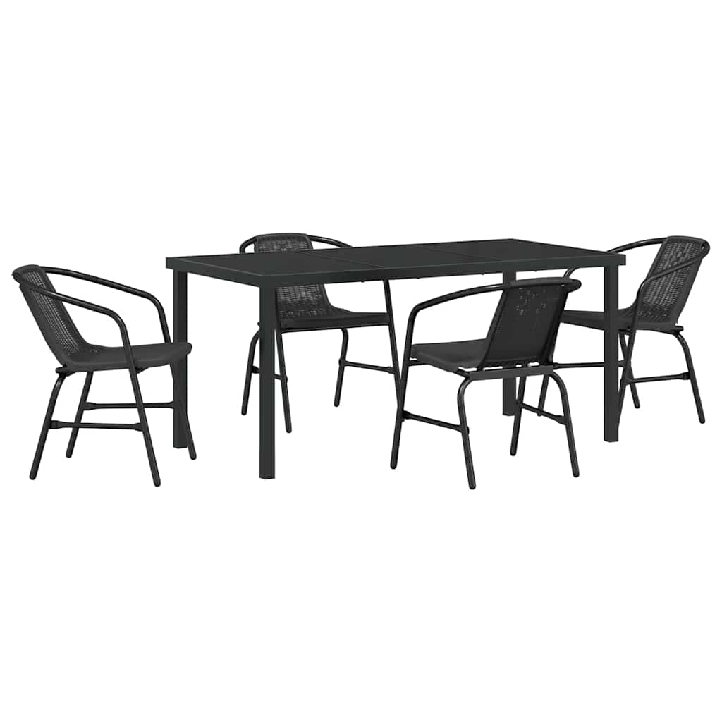 Garten Essgruppe 5 pcs Schwarz Pulverbeschichteter Stahl