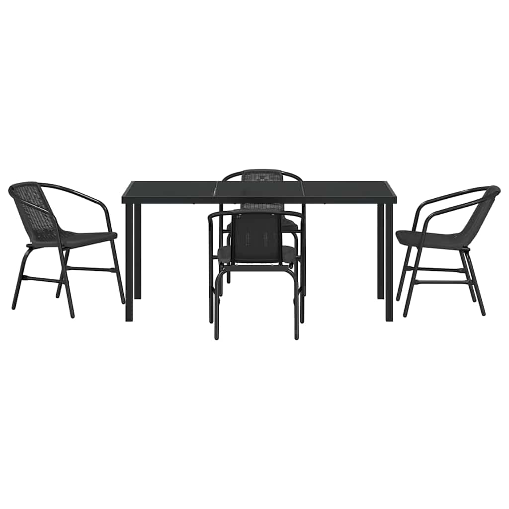 Garten Essgruppe 5 pcs Schwarz Pulverbeschichteter Stahl