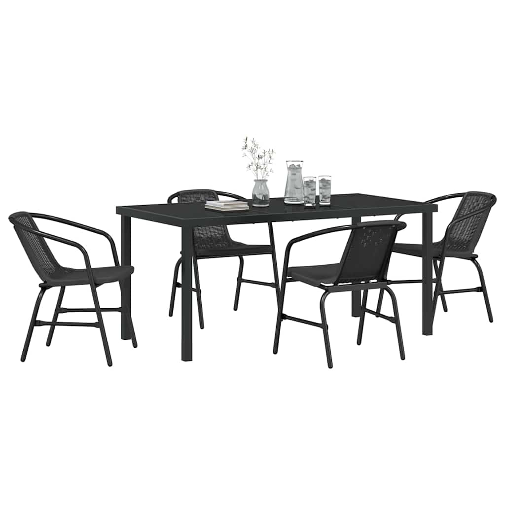 Garten Essgruppe 5 pcs Schwarz Pulverbeschichteter Stahl