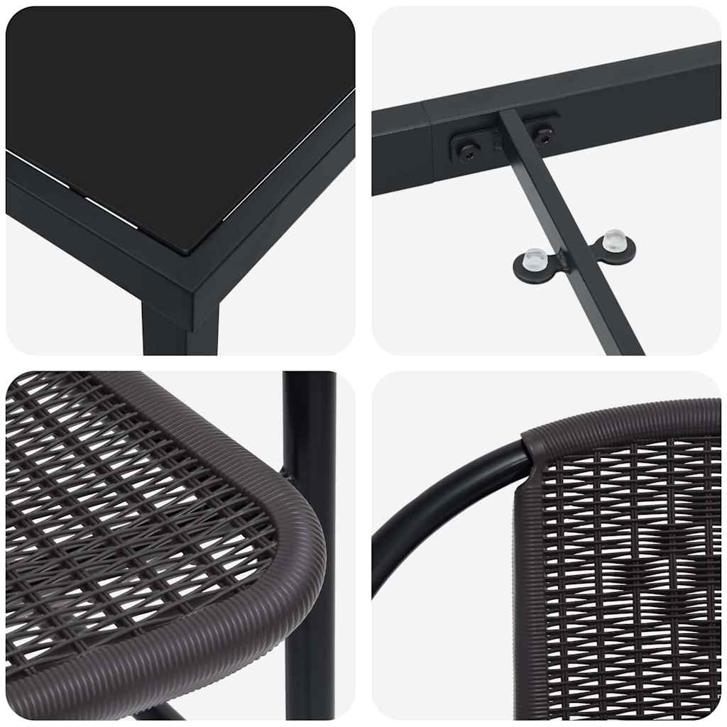 Garten Essgruppe 9 pcs Schwarz Pulverbeschichteter Stahl