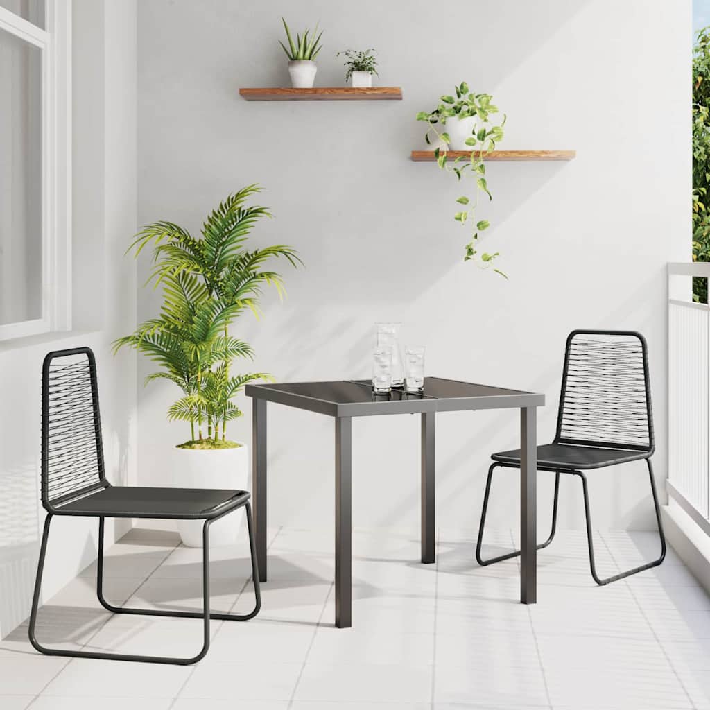 Garten Essgruppe 3 pcs Schwarz Pulverbeschichteter Stahl