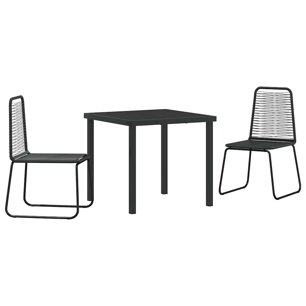 Garten Essgruppe 3 pcs Schwarz Pulverbeschichteter Stahl