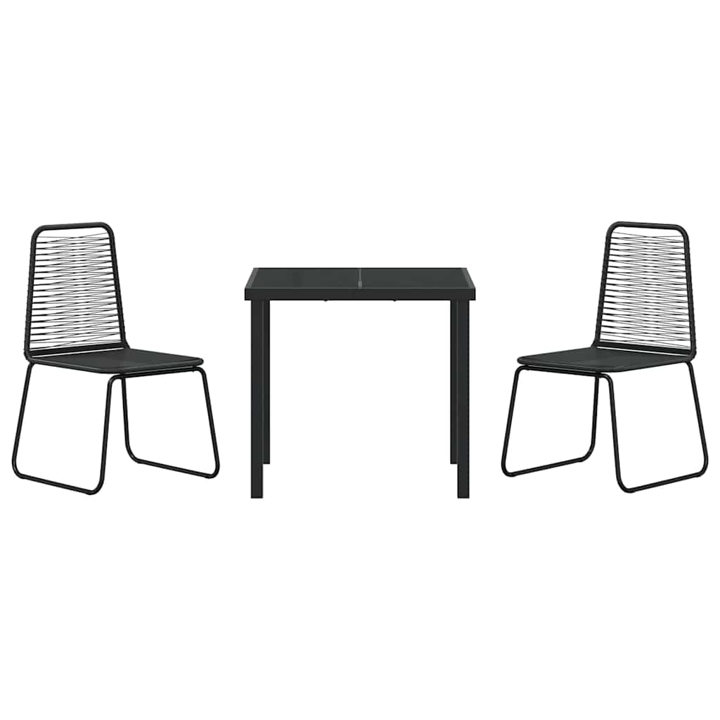 Garten Essgruppe 3 pcs Schwarz Pulverbeschichteter Stahl
