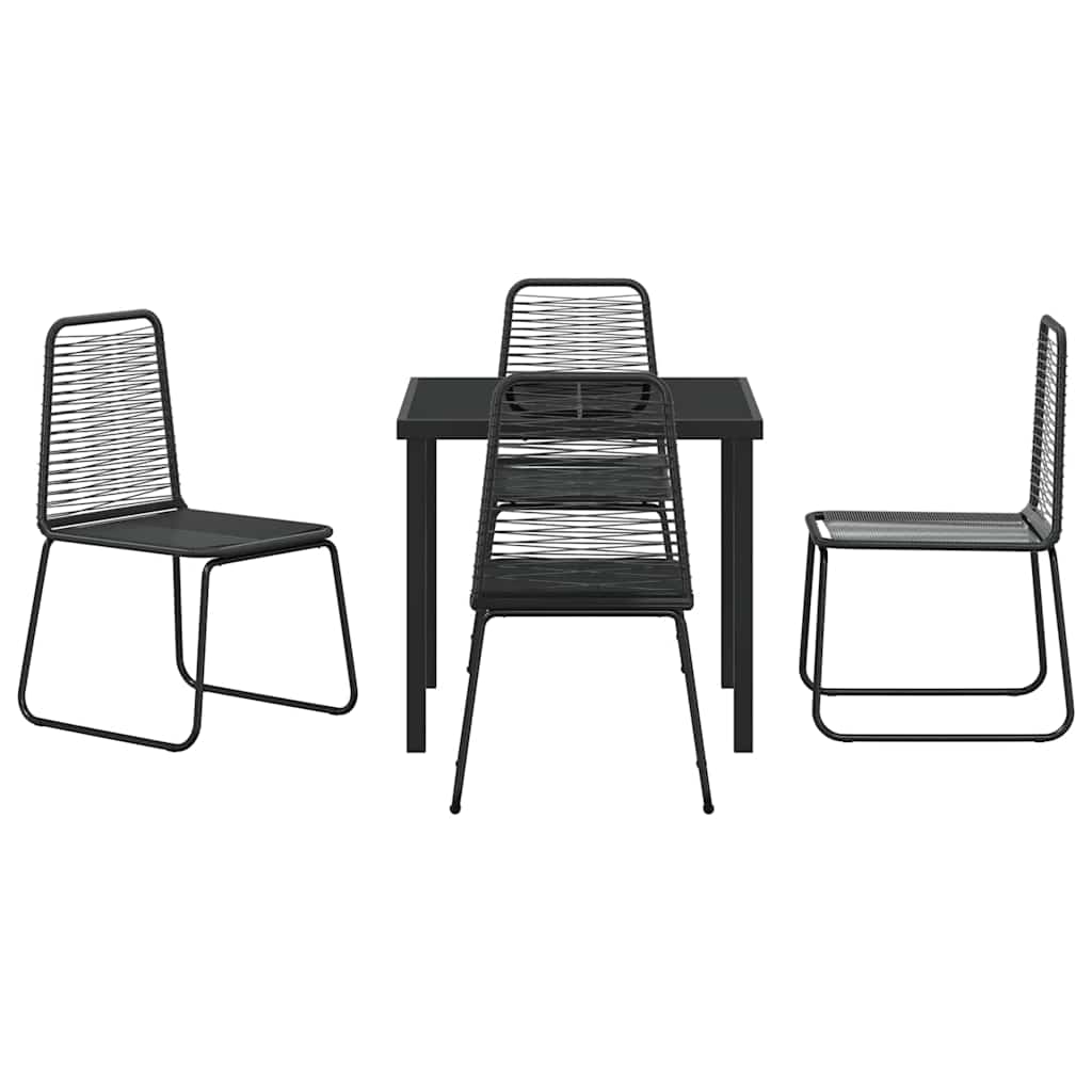 Garten Essgruppe 5 pcs Schwarz Pulverbeschichteter Stahl