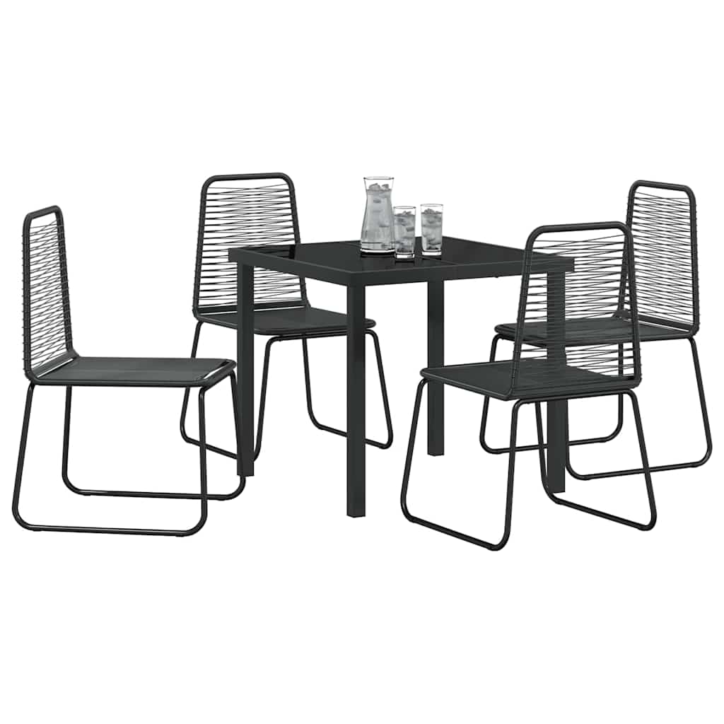 Garten Essgruppe 5 pcs Schwarz Pulverbeschichteter Stahl