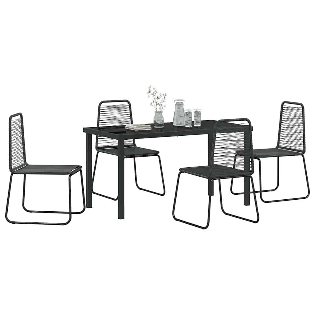 Garten Essgruppe 5 pcs Schwarz Pulverbeschichteter Stahl