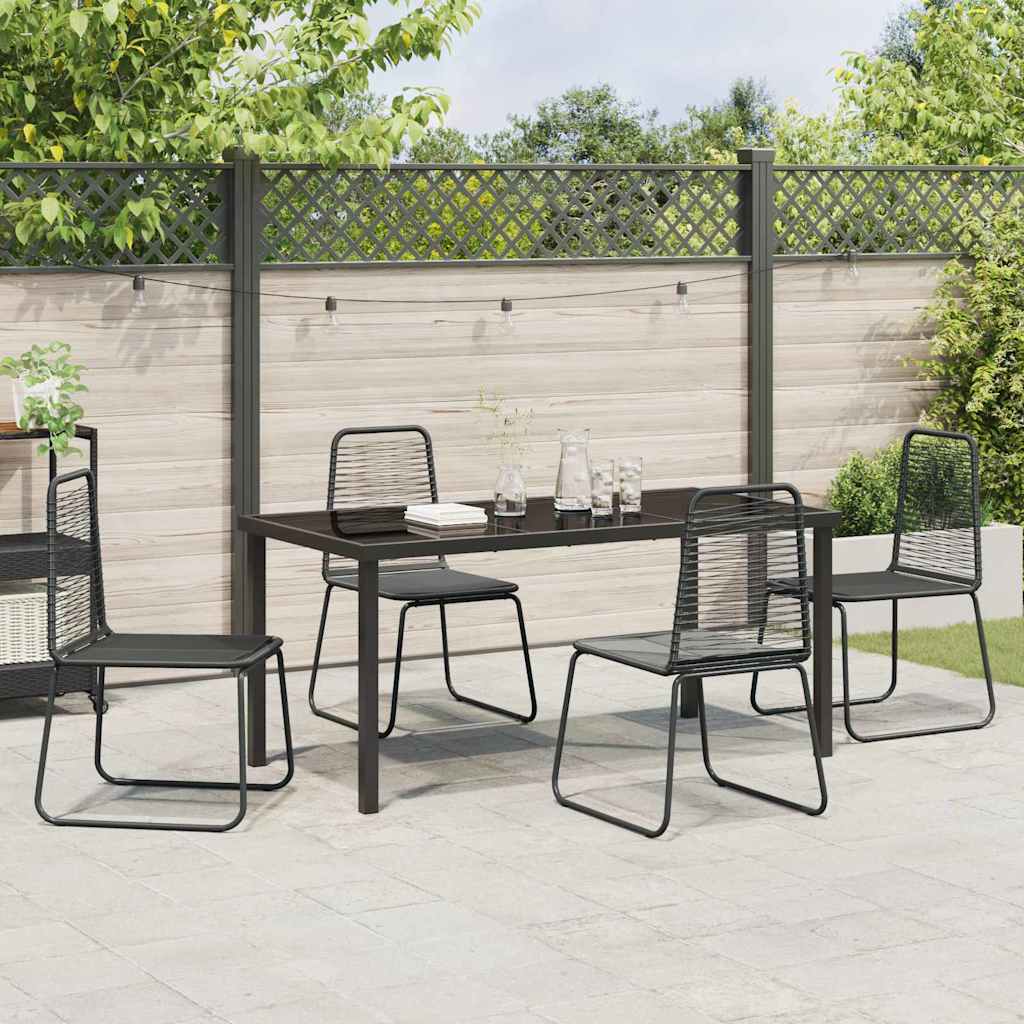 Garten Essgruppe 5 pcs Schwarz Pulverbeschichteter Stahl