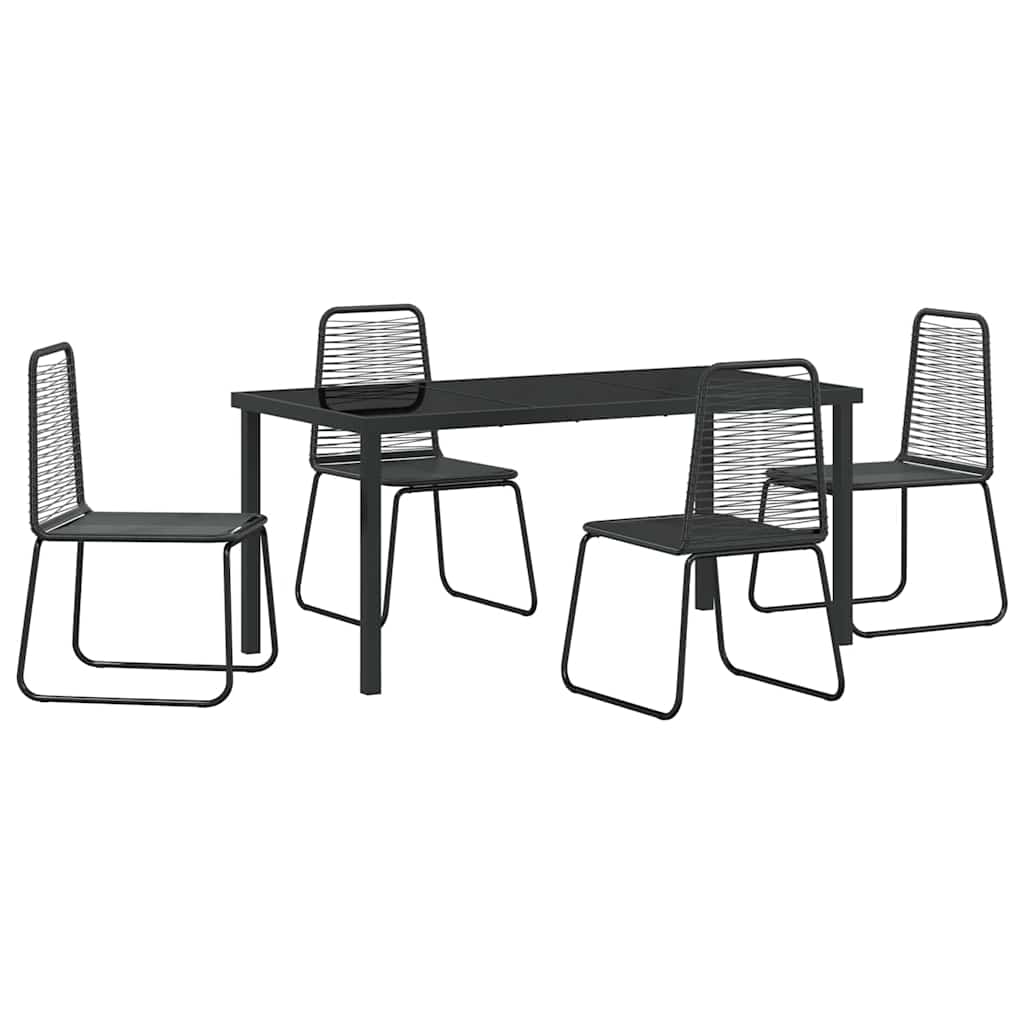 Garten Essgruppe 5 pcs Schwarz Pulverbeschichteter Stahl
