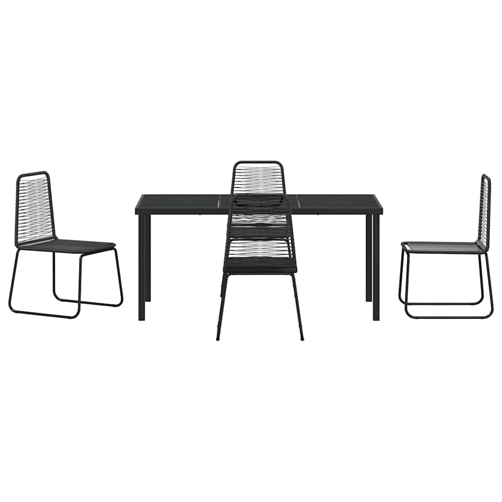 Garten Essgruppe 5 pcs Schwarz Pulverbeschichteter Stahl