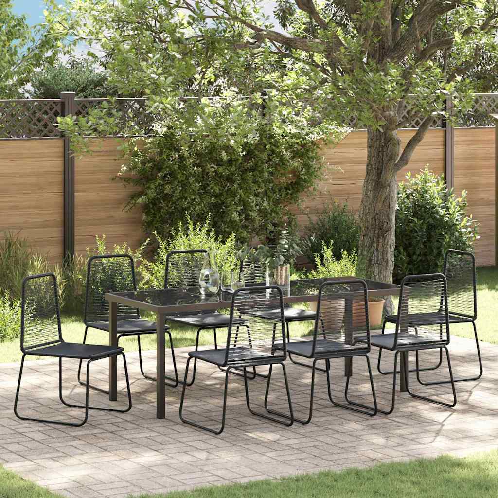 Garten Essgruppe 9 pcs Schwarz Pulverbeschichteter Stahl