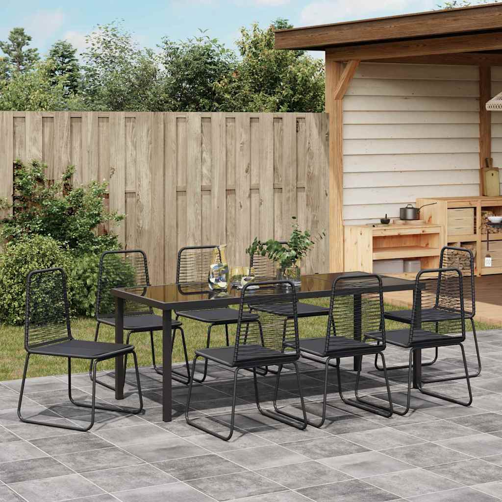 Garten Essgruppe 9 pcs Schwarz Pulverbeschichteter Stahl