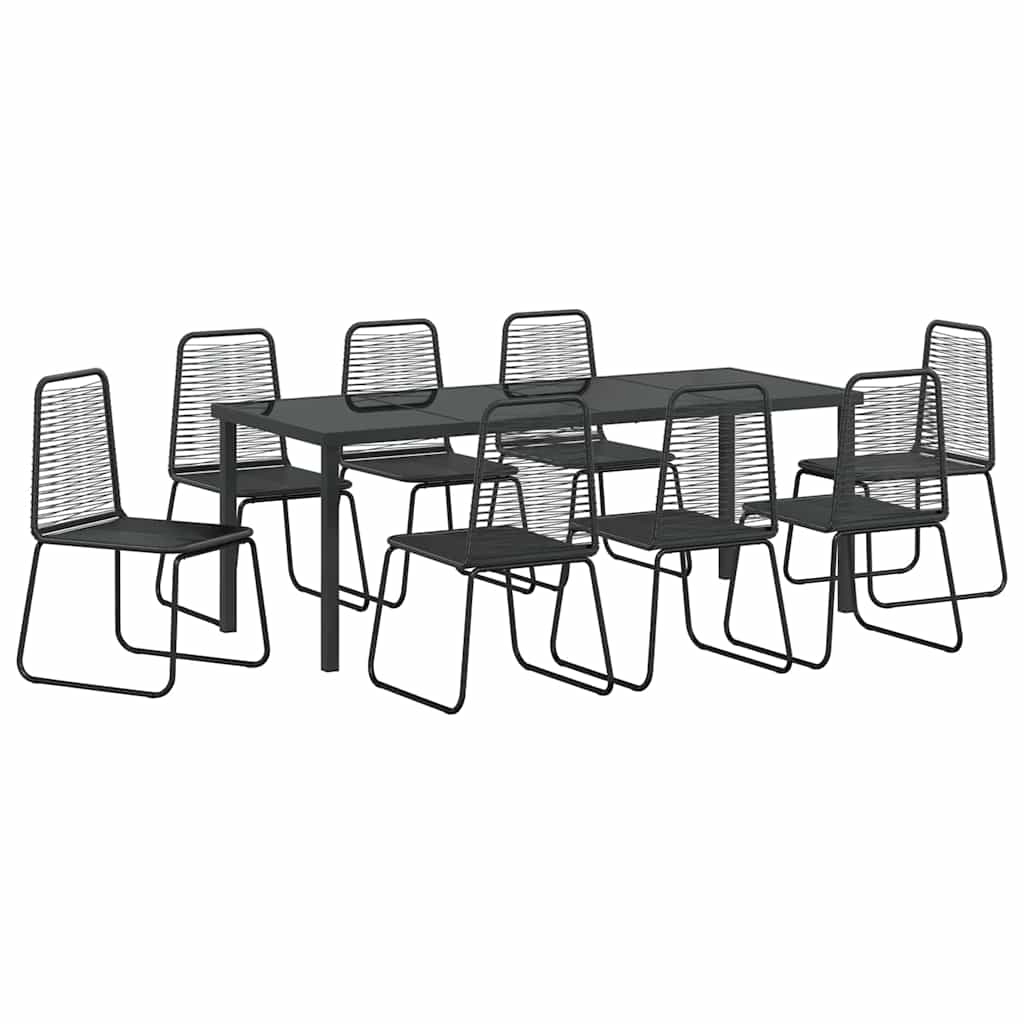 Garten Essgruppe 9 pcs Schwarz Pulverbeschichteter Stahl