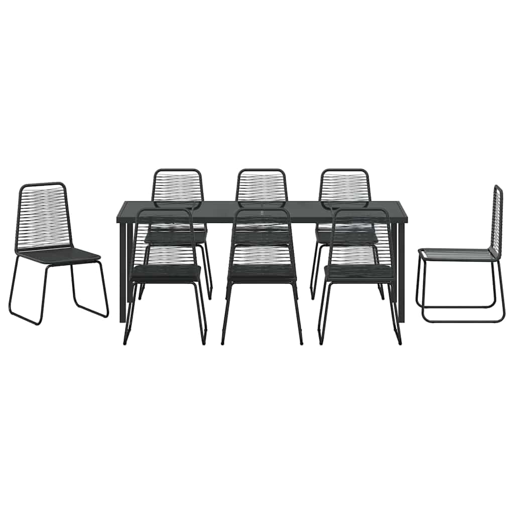 Garten Essgruppe 9 pcs Schwarz Pulverbeschichteter Stahl