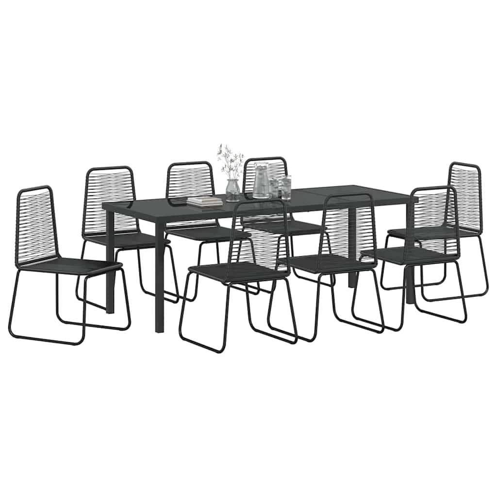 Garten Essgruppe 9 pcs Schwarz Pulverbeschichteter Stahl