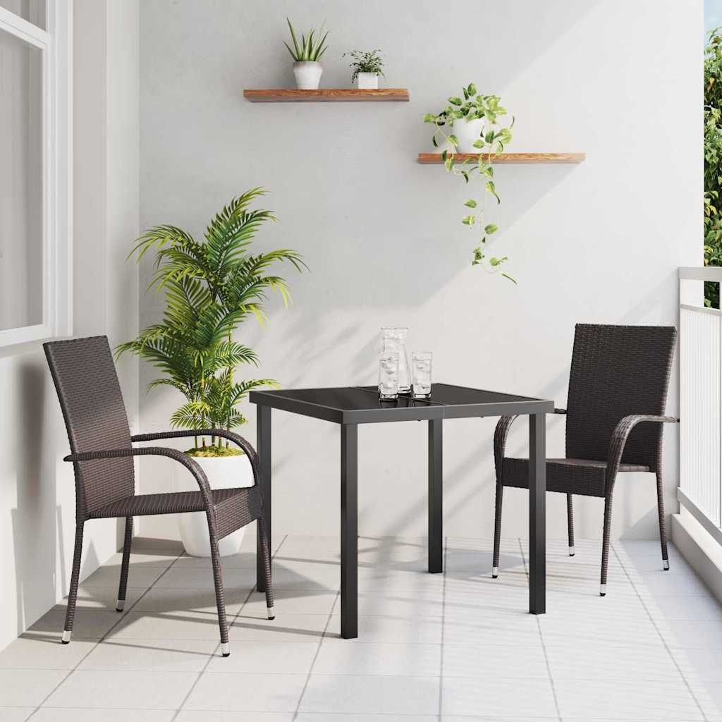 Garten Essgruppe 3 pcs Braun Pulverbeschichteter Stahl