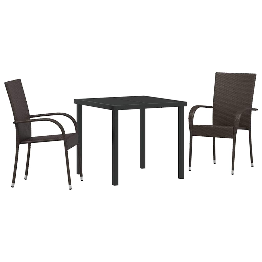 Garten Essgruppe 3 pcs Braun Pulverbeschichteter Stahl