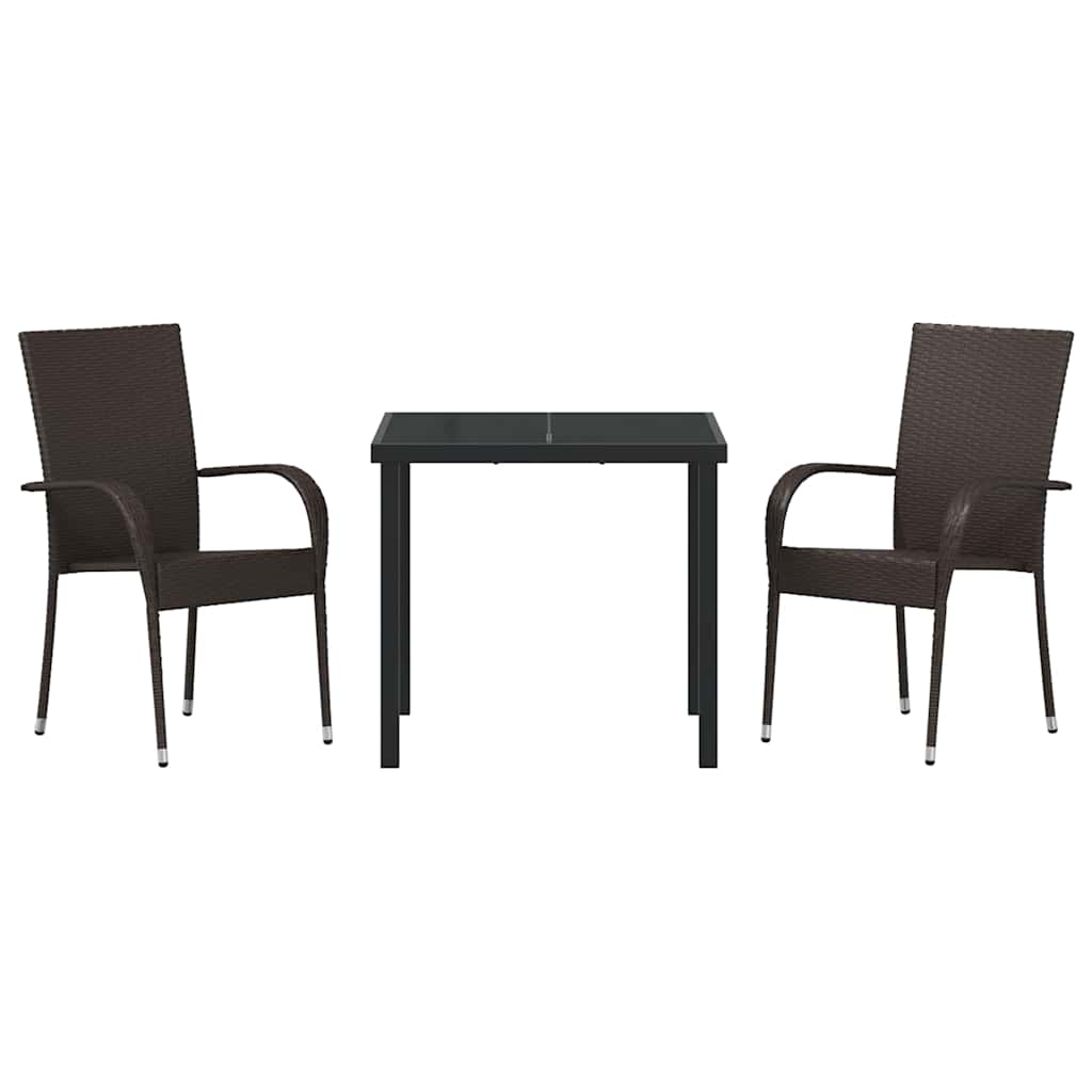 Garten Essgruppe 3 pcs Braun Pulverbeschichteter Stahl