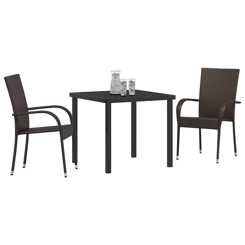 Garten Essgruppe 3 pcs Braun Pulverbeschichteter Stahl