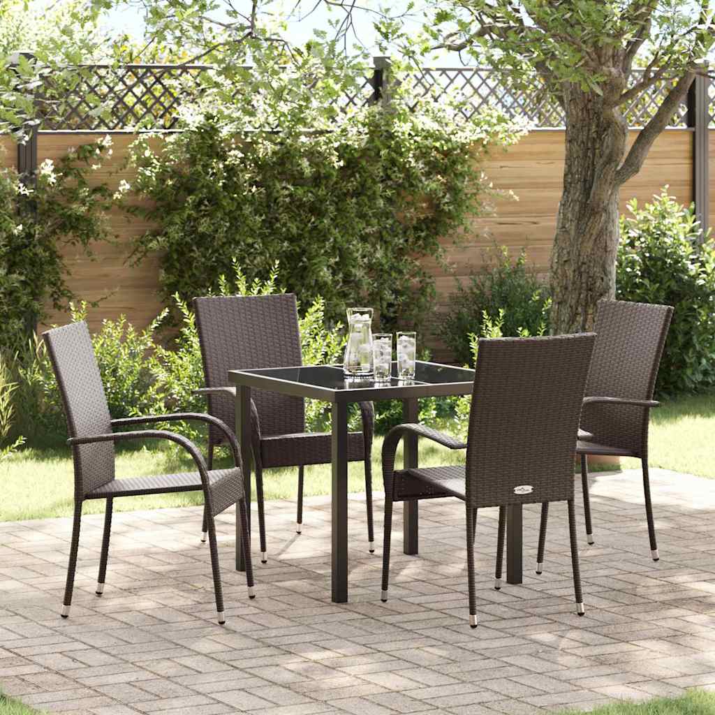 Garten Essgruppe 5 pcs Braun Pulverbeschichteter Stahl