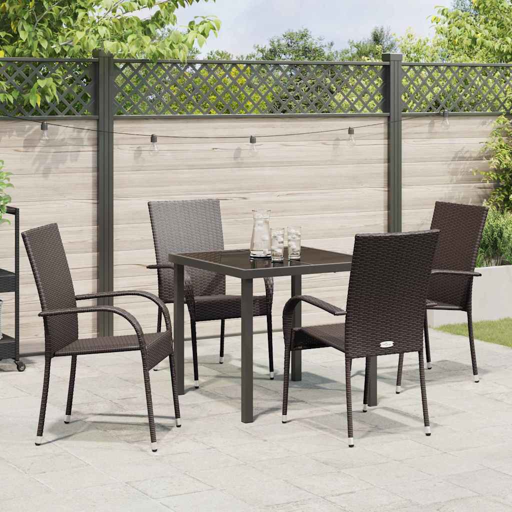 Garten Essgruppe 5 pcs Braun Pulverbeschichteter Stahl