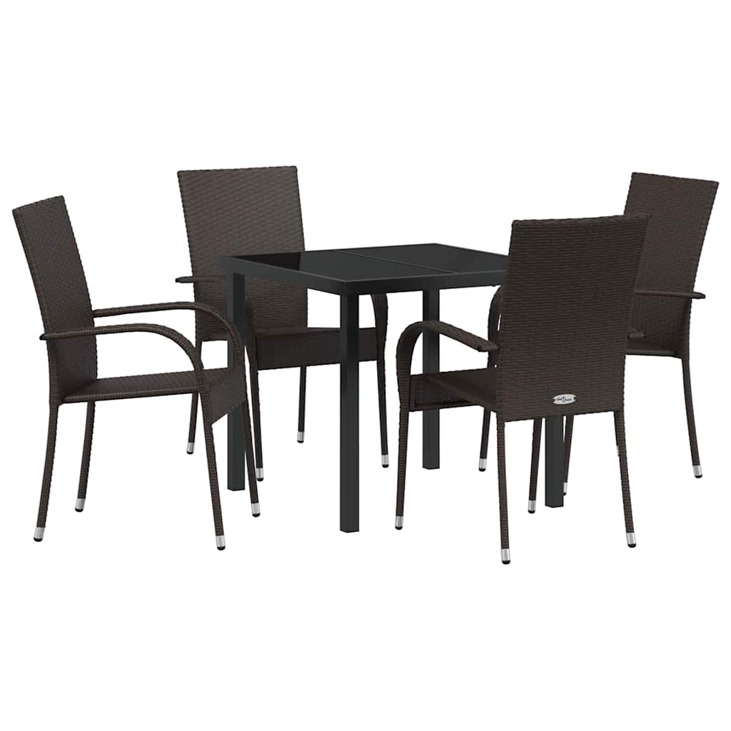 Garten Essgruppe 5 pcs Braun Pulverbeschichteter Stahl