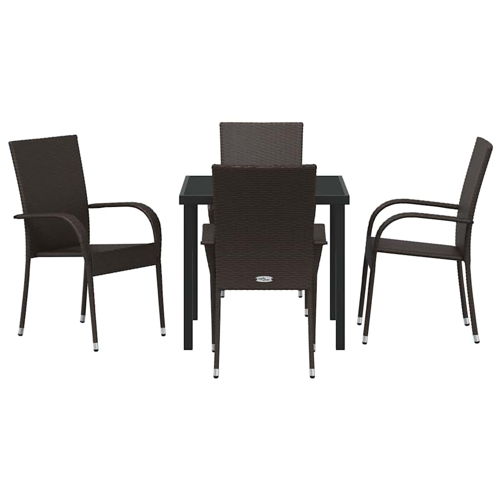 Garten Essgruppe 5 pcs Braun Pulverbeschichteter Stahl
