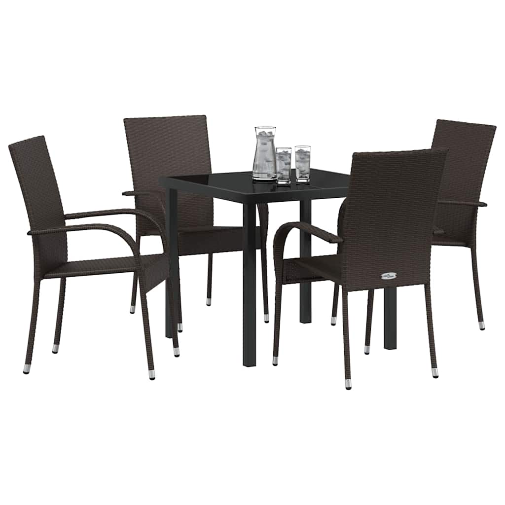 Garten Essgruppe 5 pcs Braun Pulverbeschichteter Stahl