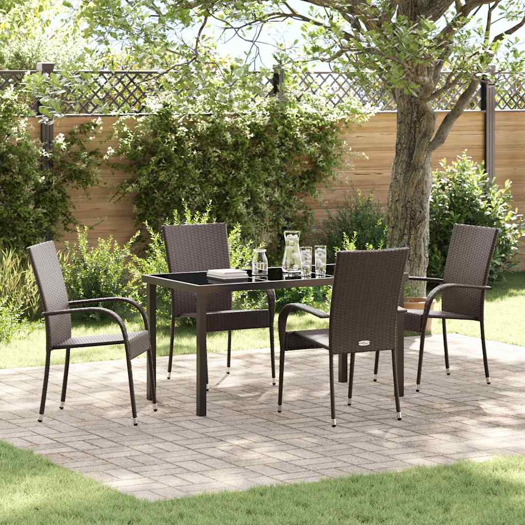 Garten Essgruppe 5 pcs Braun Pulverbeschichteter Stahl