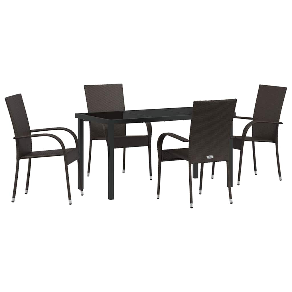 Garten Essgruppe 5 pcs Braun Pulverbeschichteter Stahl
