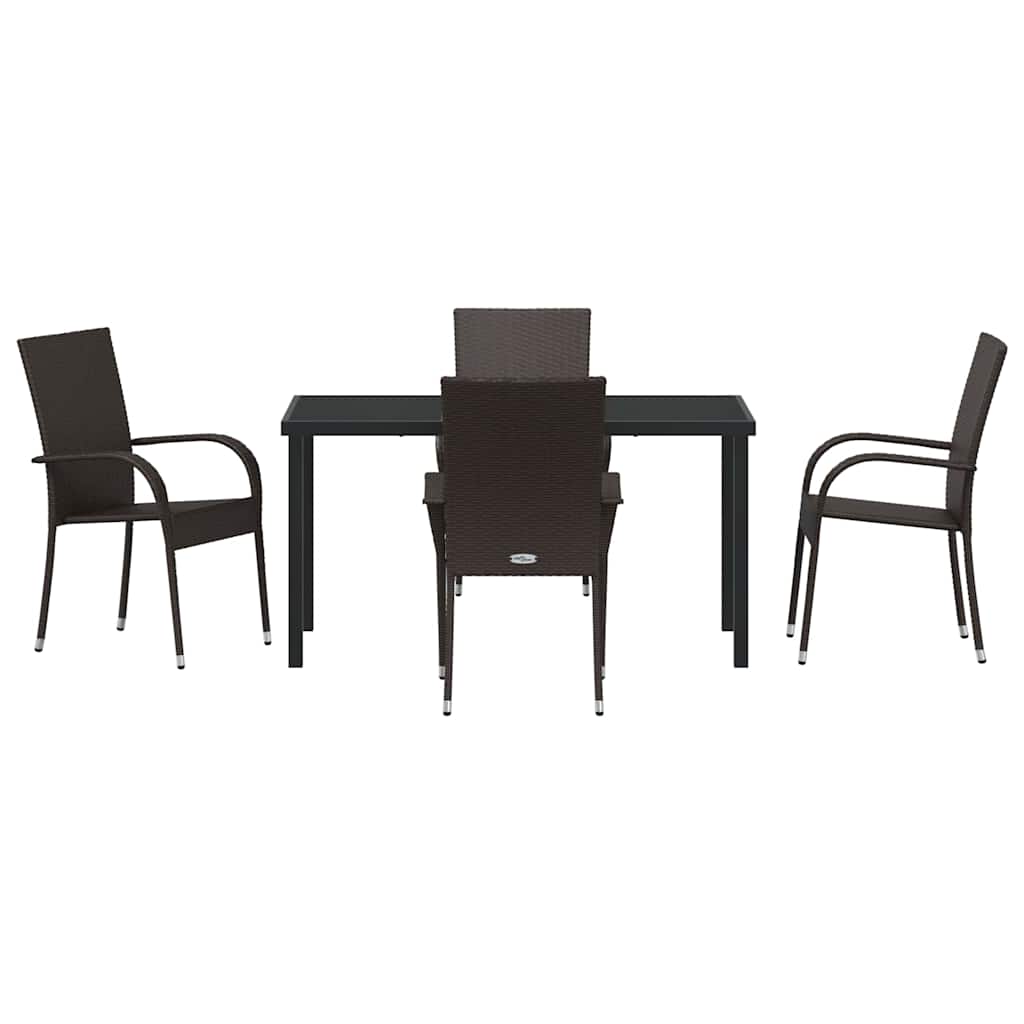 Garten Essgruppe 5 pcs Braun Pulverbeschichteter Stahl