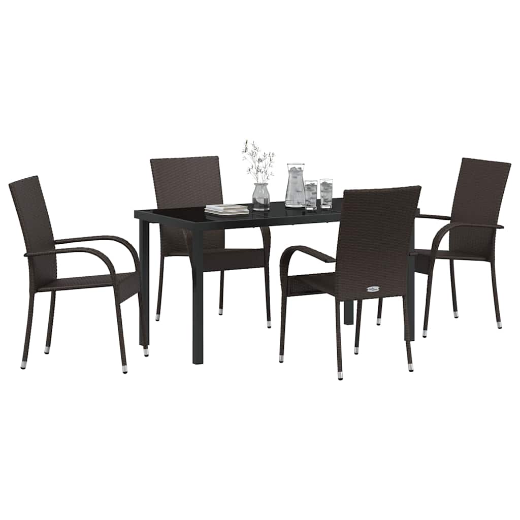 Garten Essgruppe 5 pcs Braun Pulverbeschichteter Stahl