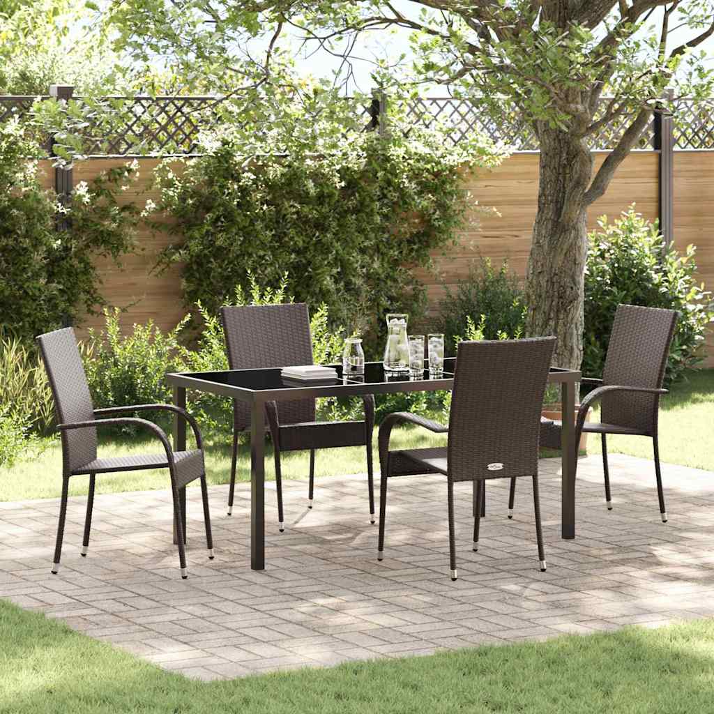 Garten Essgruppe 5 pcs Braun Pulverbeschichteter Stahl